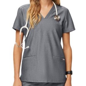 FIGS Casma Three-Pocket Scrub Top Graphite Size XL
